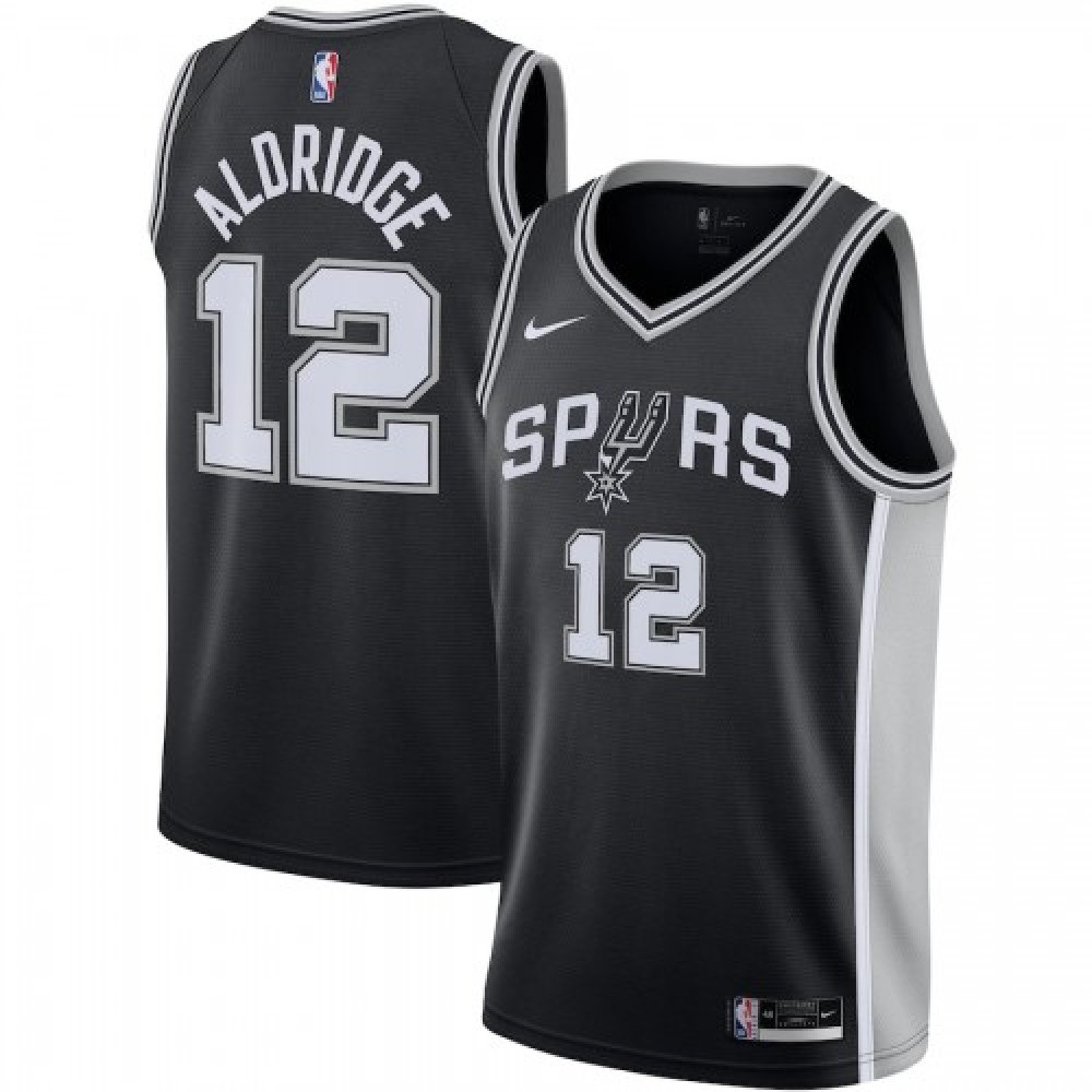 Men's San Antonio Spurs LaMarcus Aldridge #12 Black 2020/21 Swingman Jersey - Icon Edition-Pro Kit Vault | Brand New 26/27 Sports Jerseys